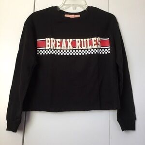 Rebellious One Cropped Graphic Sweatshirt Size XS